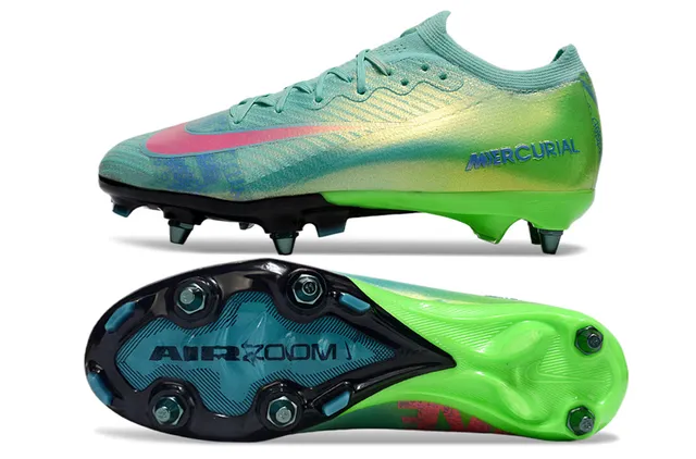 Nike Mercurial Multicolor Green Low-Cut Knit Upper Iridescent Gradient Finish Firm-Ground Soccer Shoes 5