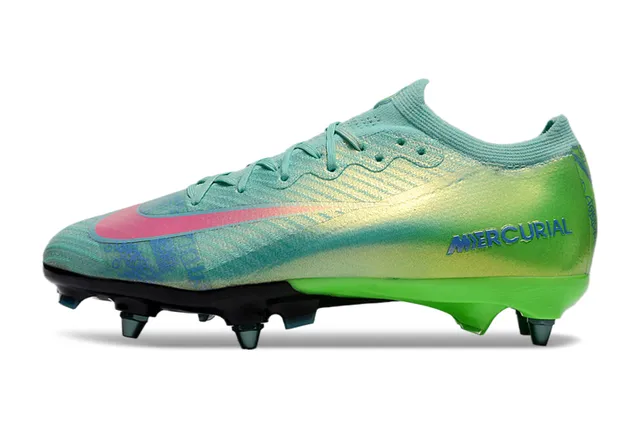 Nike Mercurial Multicolor Green Low-Cut Knit Upper Iridescent Gradient Finish Firm-Ground Soccer Shoes 8