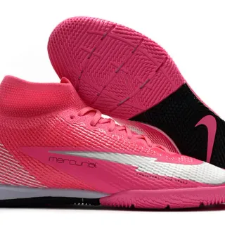 Nike Mercurial Pink Black Knit Upper High-Top Collar Indoor Soccer Shoes