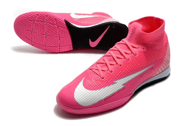 Nike Mercurial Rose Noir Maille Supérieure Col Haut Chaussures de Football Indoor 18
