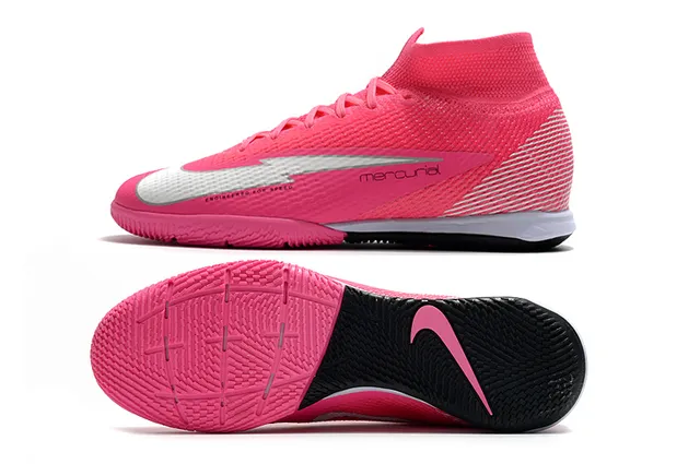 Nike Mercurial Rose Noir Maille Supérieure Col Haut Chaussures de Football Indoor 20