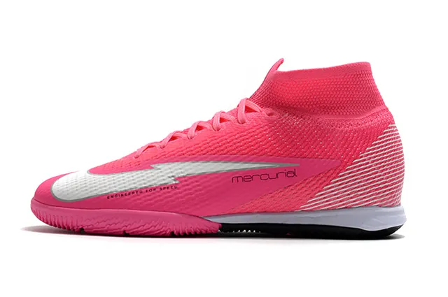 Nike Mercurial Rose Noir Maille Supérieure Col Haut Chaussures de Football Indoor 21