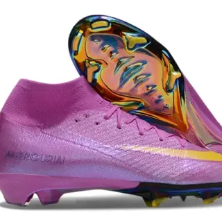 Nike Mercurial أحذية كرة القدم أرجواني أصفر upper نسيج متلألئ لوحة سول هولوغرافي Firm-Ground