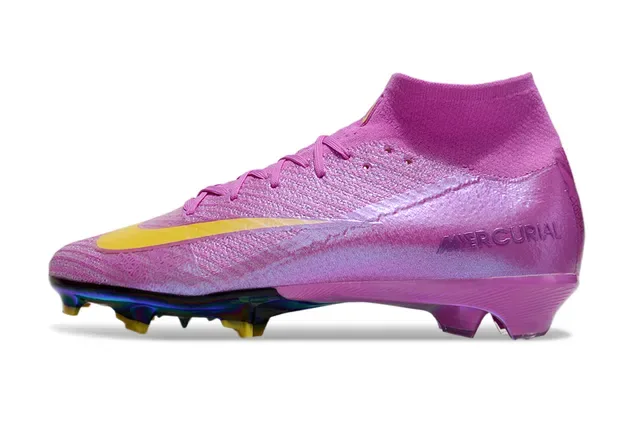Nike Mercurial أحذية كرة القدم أرجواني أصفر upper نسيج متلألئ لوحة سول هولوغرافي Firm-Ground 8