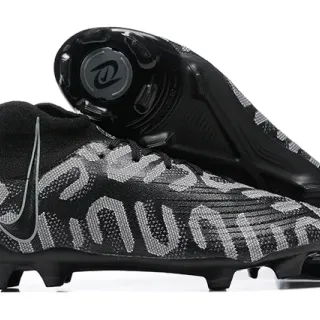 Nike Mercurial Superfly Black Silver Firm-Ground Soccer Shoes