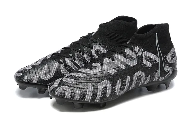Nike Mercurial Superfly Black Silver Firm-Ground Soccer Shoes 7
