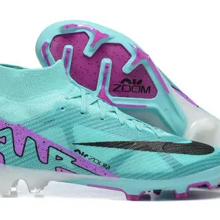 Nike Mercurial Superfly Blue Purple High-Cut Knit Upper Asymmetrical Lacing Firm-Ground Soccer Shoes