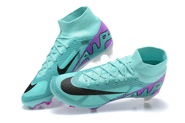 Nike Mercurial Superfly Blue Purple High-Cut Knit Upper Asymmetrical Lacing Firm-Ground Soccer Shoes 2