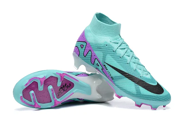 Nike Mercurial Superfly Blue Purple High-Cut Knit Upper Asymmetrical Lacing Firm-Ground Soccer Shoes 3