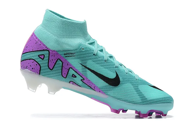 Nike Mercurial Superfly Blue Purple High-Cut Knit Upper Asymmetrical Lacing Firm-Ground Soccer Shoes 4