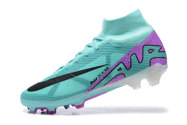 Nike Mercurial Superfly Blue Purple High-Cut Knit Upper Asymmetrical Lacing Firm-Ground Soccer Shoes 5