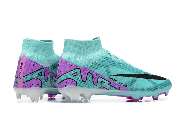 Nike Mercurial Superfly Blue Purple High-Cut Knit Upper Asymmetrical Lacing Firm-Ground Soccer Shoes 6