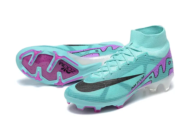 Nike Mercurial Superfly Blue Purple High-Cut Knit Upper Asymmetrical Lacing Firm-Ground Soccer Shoes 7