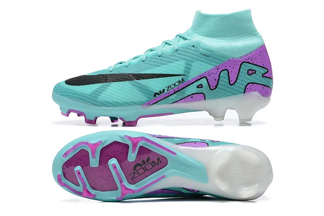 Nike Mercurial Superfly Blue Purple High-Cut Knit Upper Asymmetrical Lacing Firm-Ground Soccer Shoes 9