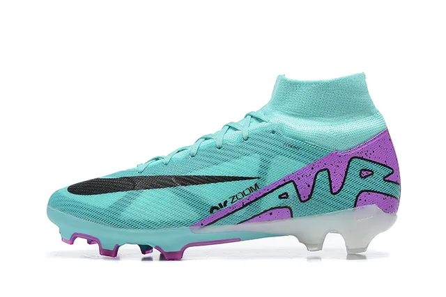 Nike Mercurial Superfly Blue Purple High-Cut Knit Upper Asymmetrical Lacing Firm-Ground Soccer Shoes 10