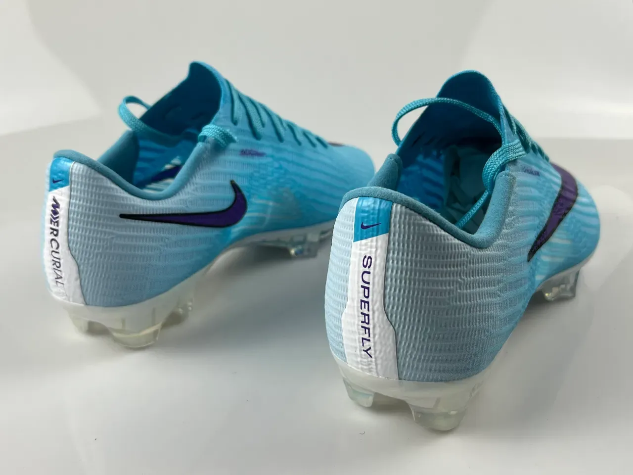 Nike Mercurial Superfly Flyknit Ultra Bleu Clair Violet Chaussures de Football Terrain Ferme 2