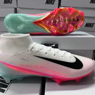 Nike Mercurial Superfly White Multicolor High-Cut Sock-Fit Upper Firm-Ground Soccer Shoes