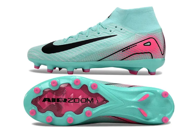 Nike Mercurial Vapor Blue Pink Knitted Sock-Fit Upper Firm-Ground Soccer Shoes 5