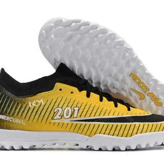 Nike Mercurial Vapor Yellow Black Flyknit Upper Dynamic Fit Collar Turf Soccer Shoes