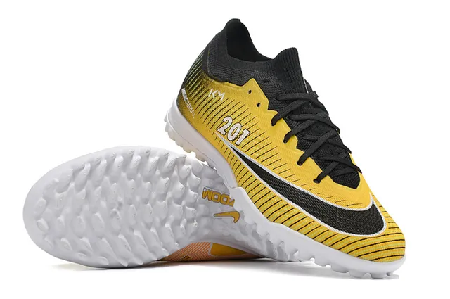 Nike Mercurial Vapor أصفر أسود Flyknit Upper Dynamic Fit Collar أحذية كرة القدم للعشب 2