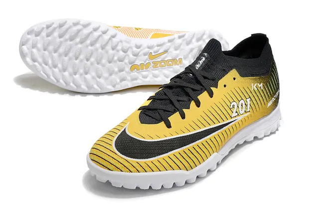Nike Mercurial Vapor أصفر أسود Flyknit Upper Dynamic Fit Collar أحذية كرة القدم للعشب 3