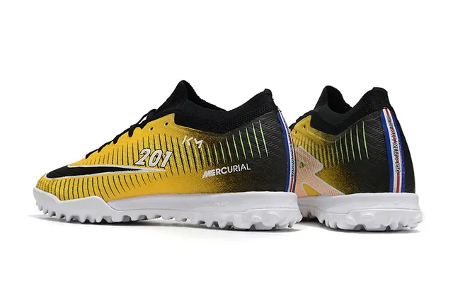 Nike Mercurial Vapor أصفر أسود Flyknit Upper Dynamic Fit Collar أحذية كرة القدم للعشب 4