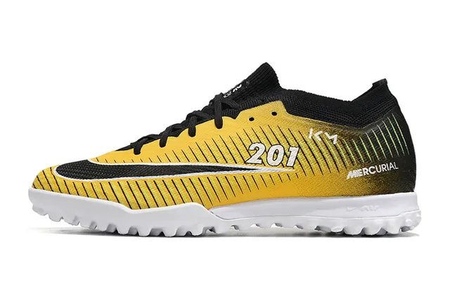Nike Mercurial Vapor أصفر أسود Flyknit Upper Dynamic Fit Collar أحذية كرة القدم للعشب 6