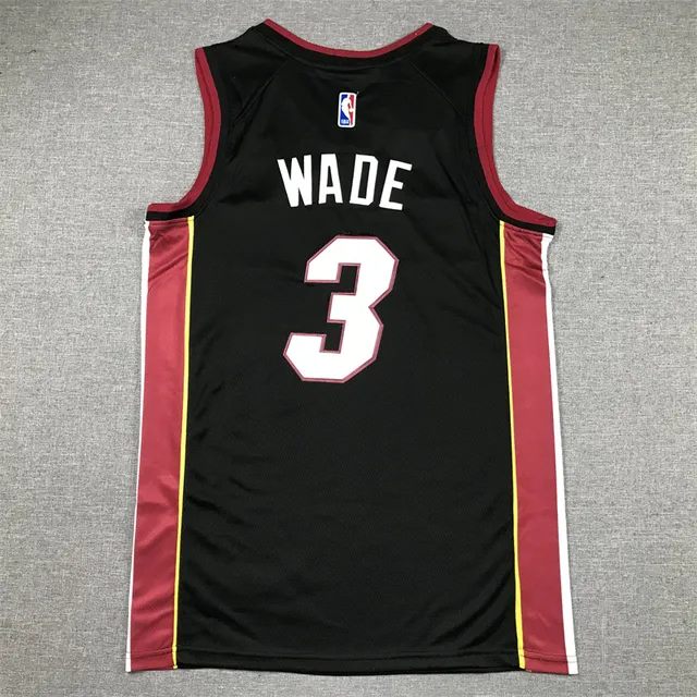 Nike Miami Heat Dwyane Wade Legacy Noir Rouge sans manches maille V-Neck Collar jersey 2