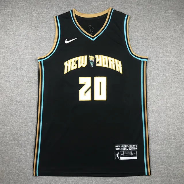 قميص كرة السلة Nike New York Liberty Nike Rebel Edition أسود/ذهبي 3