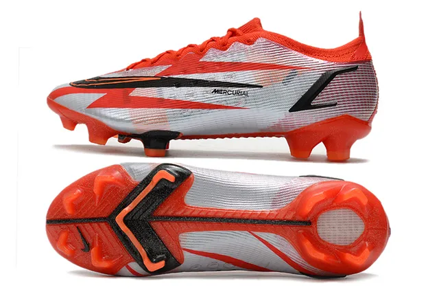 Nike chaussures de football orange noir bas ajustement chaussette upper superpositions dynamiques chevron terrain ferme 3