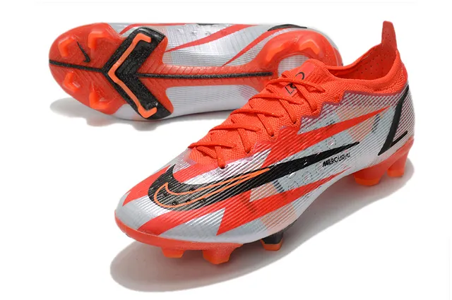 Nike chaussures de football orange noir bas ajustement chaussette upper superpositions dynamiques chevron terrain ferme 7