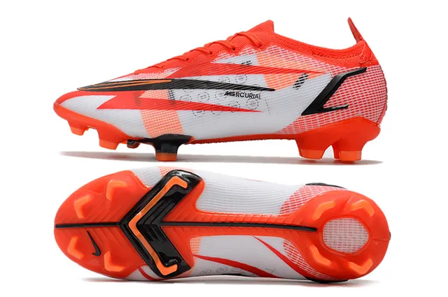 Nike chaussures de football orange noir bas ajustement chaussette upper superpositions dynamiques chevron terrain ferme 9
