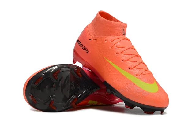 Nike Orange Green High-Cut Bootie Upper Dynamic Fit Collar Firm-Ground Soccer Shoes 2