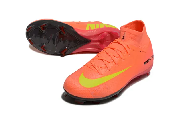 Nike Orange Green High-Cut Bootie Upper Dynamic Fit Collar Firm-Ground Soccer Shoes 3