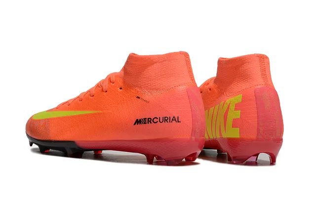 Nike Orange Green High-Cut Bootie Upper Dynamic Fit Collar Firm-Ground Soccer Shoes 4