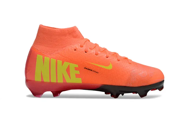 Nike Orange Green High-Cut Bootie Upper Dynamic Fit Collar Firm-Ground Soccer Shoes 5