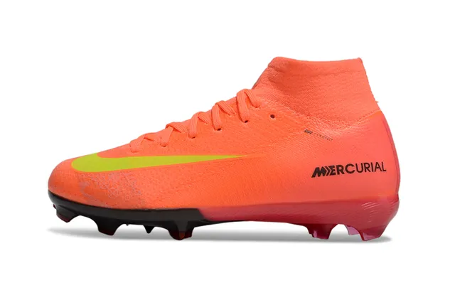 Nike Orange Green High-Cut Bootie Upper Dynamic Fit Collar Firm-Ground Soccer Shoes 6