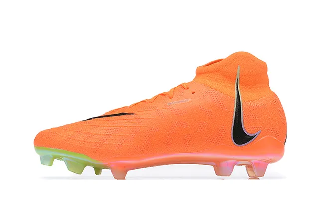 Nike Orange Green High-Cut Sock-Fit Collar Translucent Multi-Color Outsole Firm-Ground Soccer Shoes 10