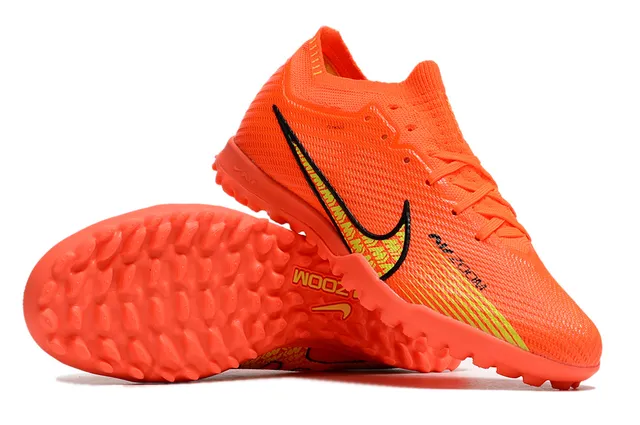 Nike Naranja Amarillo Parte superior de punto Ajuste dinámico Cuello Zapatos de fútbol turf 2