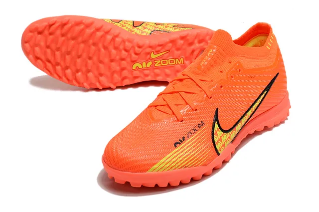 Nike Naranja Amarillo Parte superior de punto Ajuste dinámico Cuello Zapatos de fútbol turf 3