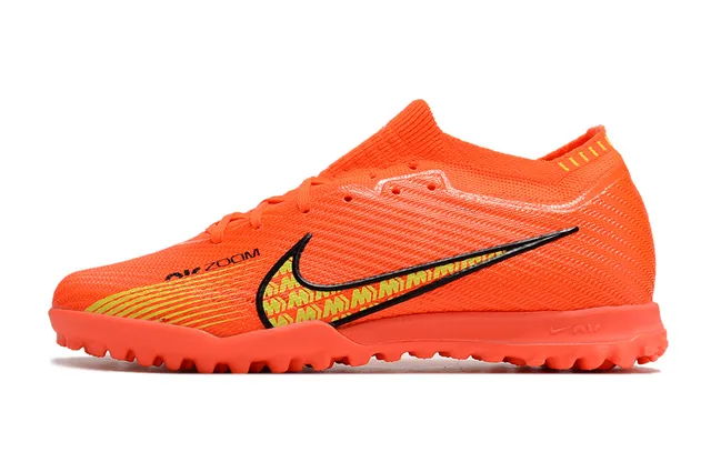 Nike Naranja Amarillo Parte superior de punto Ajuste dinámico Cuello Zapatos de fútbol turf 6