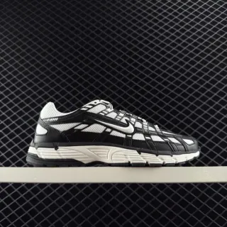Nike P-6000 काला और सफेद मेश-एंड-लेदर लाइफस्टाइल स्नीकर