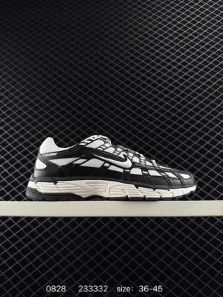 Nike P-6000 Black and White Mesh-and-Leather Lifestyle Sneakers 2