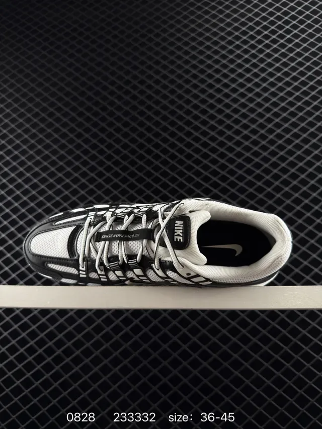 Nike P-6000 Black and White Mesh-and-Leather Lifestyle Sneakers 4