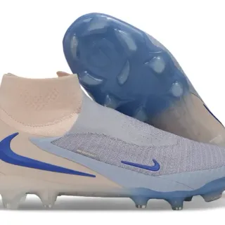 Nike Phantom GT Beige Blue Sock-Fit Collar Flyknit Upper Firm-Ground Soccer Shoes