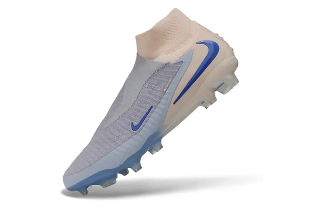 Nike Phantom GT Beige Blue Sock-Fit Collar Flyknit Upper Firm-Ground Soccer Shoes 12