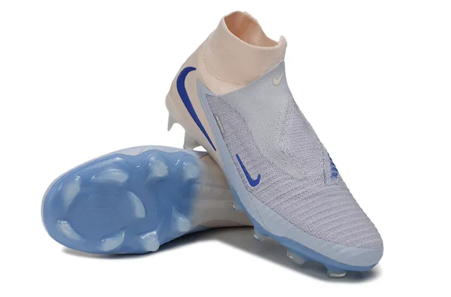 Nike Phantom GT Beige Blue Sock-Fit Collar Flyknit Upper Firm-Ground Soccer Shoes 13