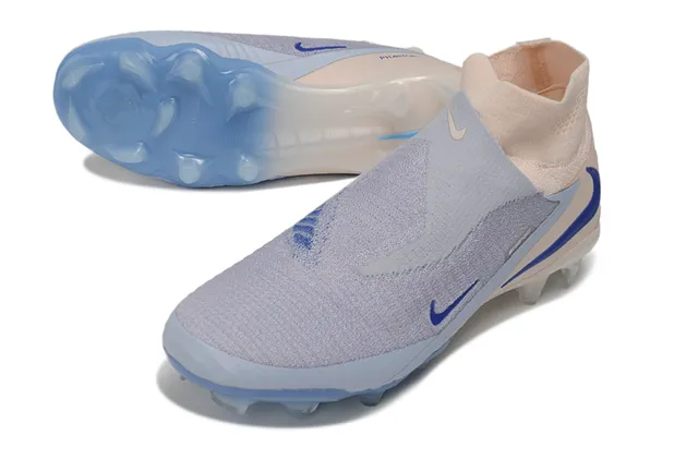 Nike Phantom GT Beige Blue Sock-Fit Collar Flyknit Upper Firm-Ground Soccer Shoes 14
