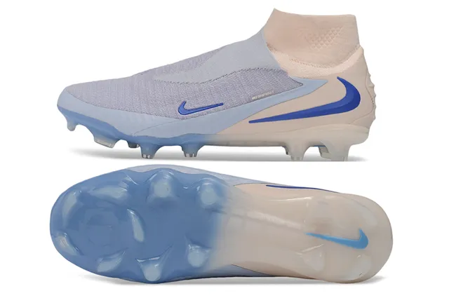 Nike Phantom GT Beige Blue Sock-Fit Collar Flyknit Upper Firm-Ground Soccer Shoes 16