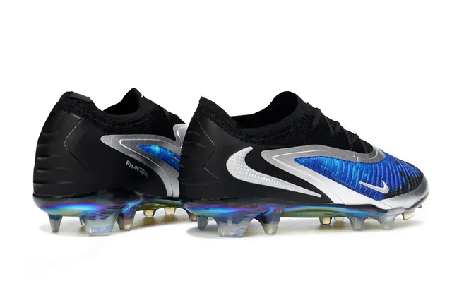 Nike Phantom GT Black Blue Low-Cut Knit Collar Asymmetric Lacing Firm-Ground Soccer Shoes 3